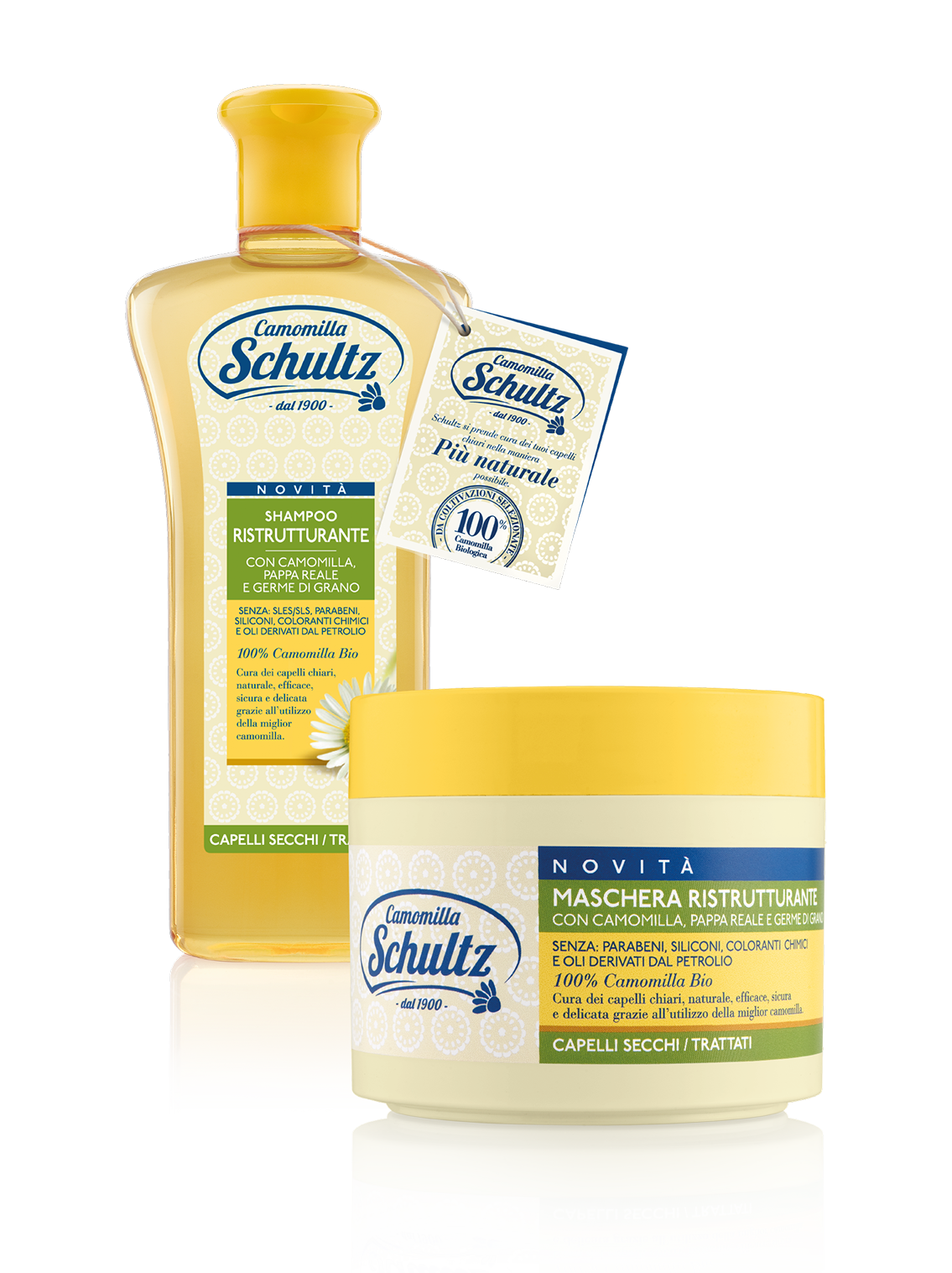 Immagine packaging prodotto shampoo e maschera